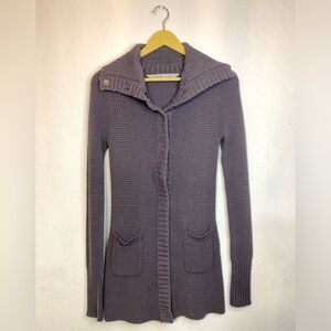 Athleta Sula Snap Front Knit Cardigan Sweater Jacket - Plum/Purple